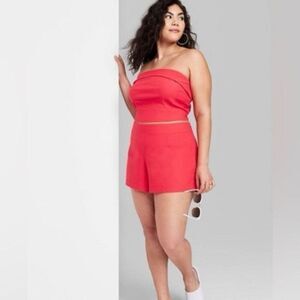 Wild Fable Red Cropped Tube Top Size Small